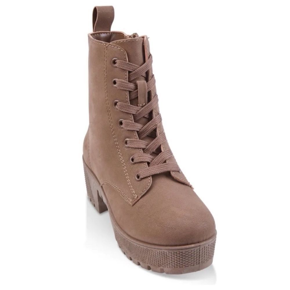Brown Platform Combat Boots